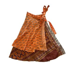 100% Silk Wrap Skirt OSFM Boho Patchwork Midi | One Size Fits Most | EARTHBOUND